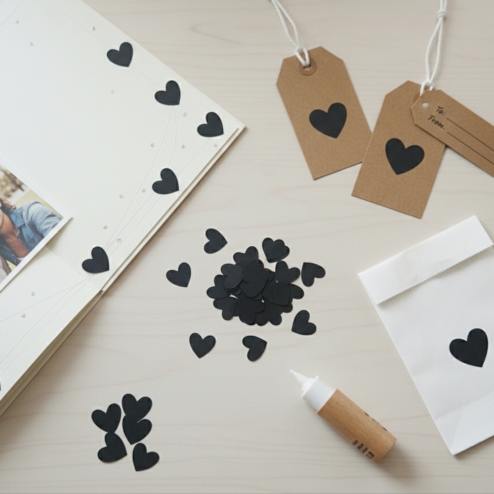 42 Pcs Premium Black Cardstock Hearts | Confetti, Scrapbooking & DIY